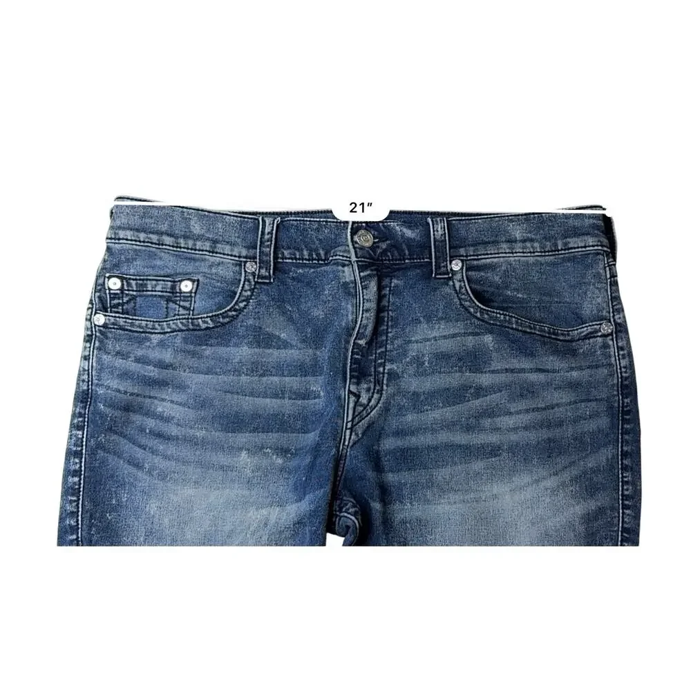 True Religion Ricky Relaxed Straight Fit Blue Jeans Shorts 40 Skater‎ Y2k Casual